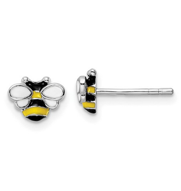 Sterling Silver Children's Bumblebee Enameled Post Stud Earrings
