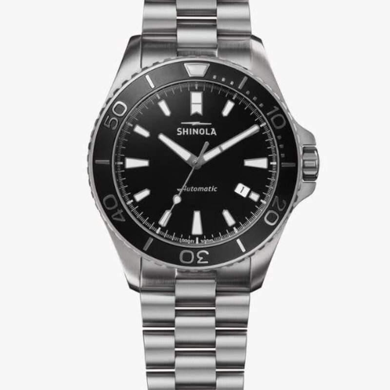 Shinola Stainless 43mm Lake Superior Black Dial Monster Automatic Watch