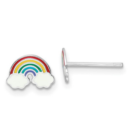 Sterling Silver Children's Rainbow Enameled Post Stud Earrings