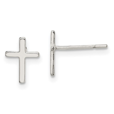 Sterling Silver Polished Latin Cross Post Stud Earrings