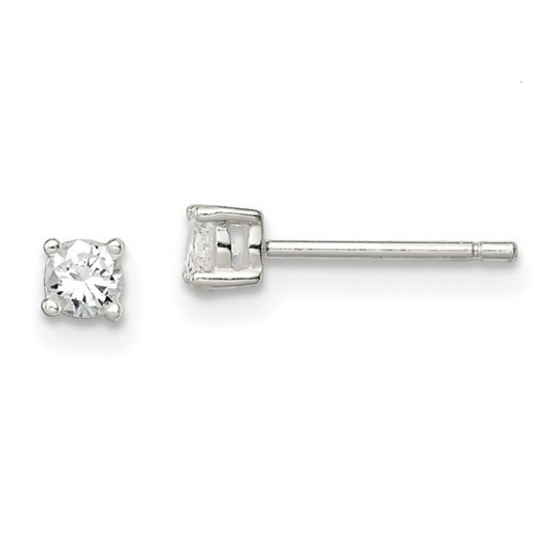 Sterling Silver 3mm CZ Stud Earrings