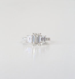 American Jewelry 14k White Gold F/VS1 3.5ctw Lab Grown Diamond Emerald Cut Three Stone Engagement Ring