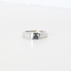 18k White Gold 1ct Natural Trapezoid Alexandrite with 1/2ctw Invisible-Set Baguettes (Size 5.5)