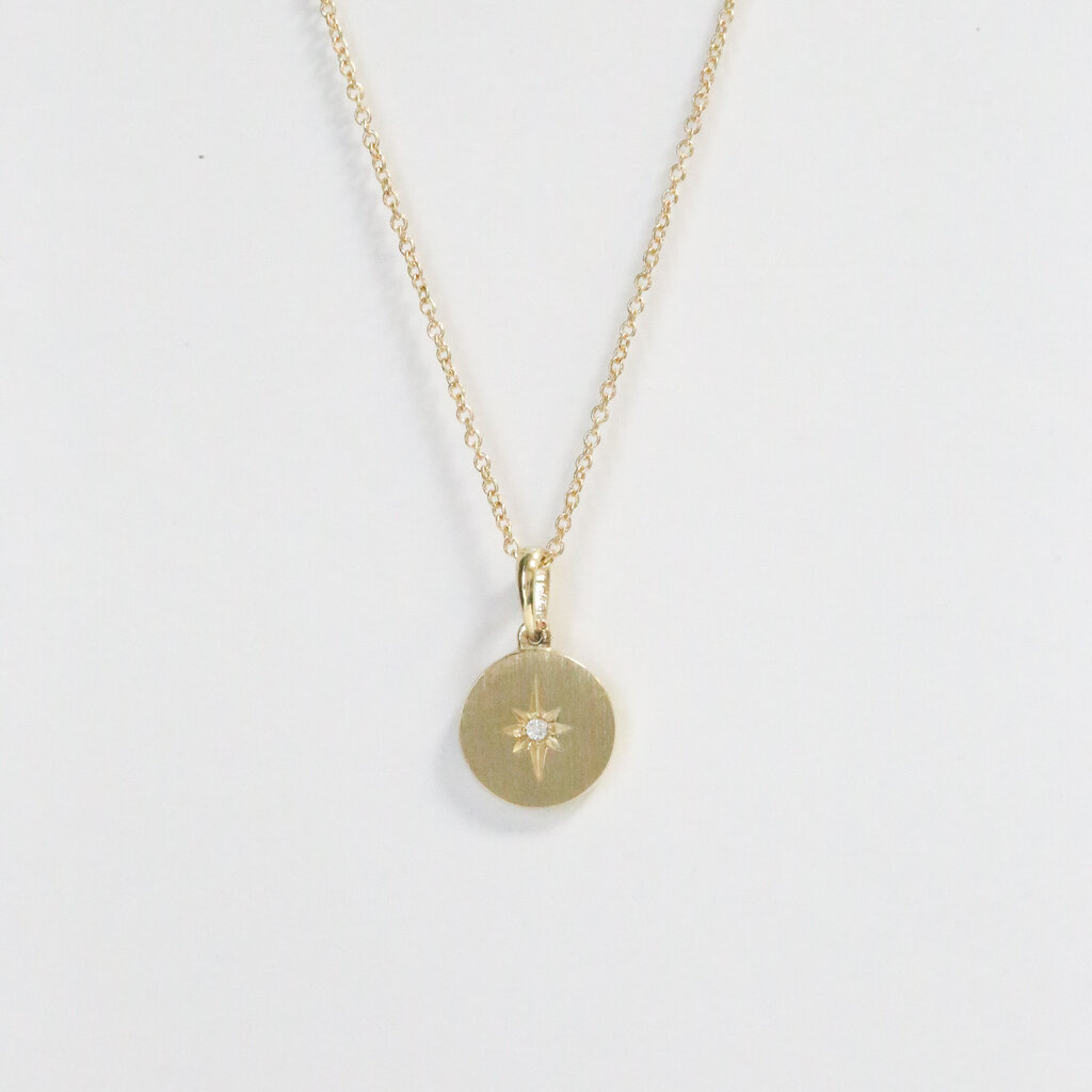 American Jewelry Round Starburst Birthstone Disc Pendant Necklace