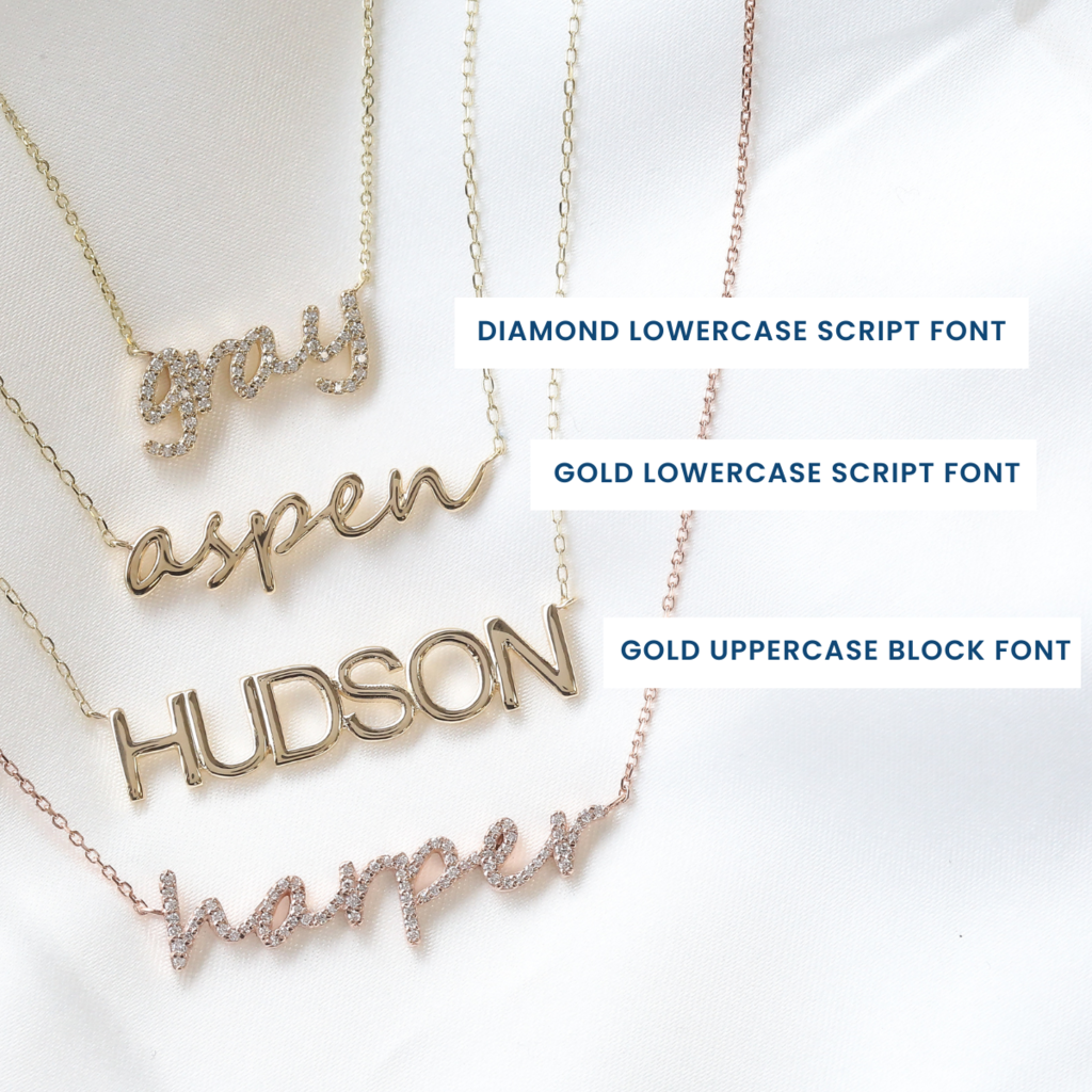 14K Gold Custom Diamond Cursive Name Necklace