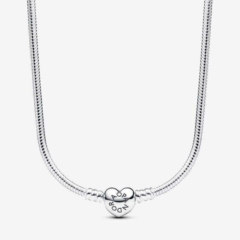 Pandora PANDORA Necklace, Pandora Moments Heart Clasp Snake Chain, 45cm