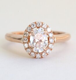 American Jewelry 14k Rose Gold 1.19ctw (.99 F/VS2 Lab Ctr) Oval Halo Engagement Ring (Size 6.5)