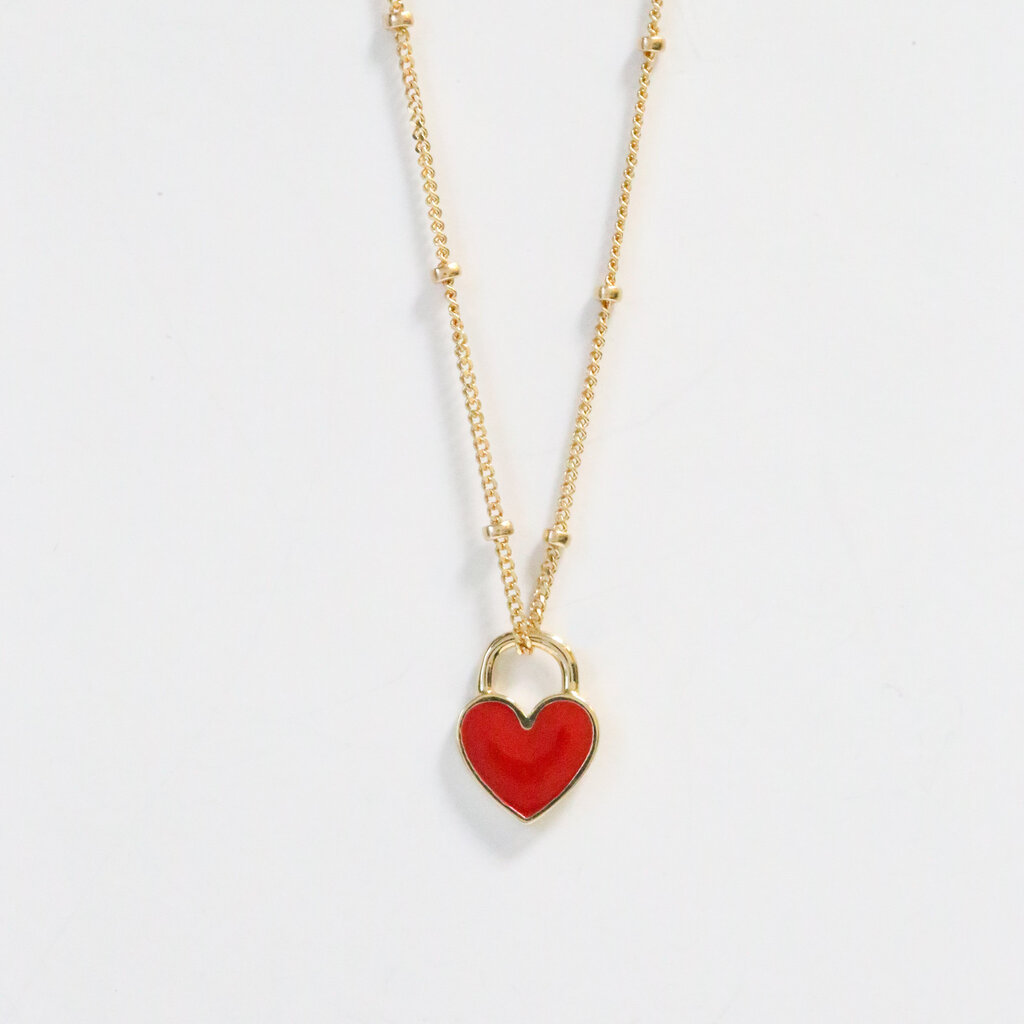 american jewelry 14k gold enamel heart necklace ch