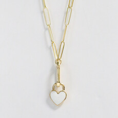American Jewelry 14k Gold Enamel Heart Necklace Charm