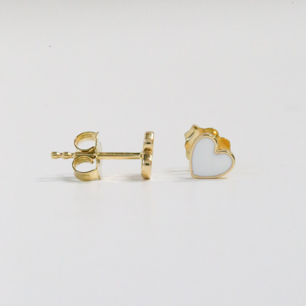 American Jewelry 14k Gold Heart Enamel Stud Earrings