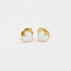 American Jewelry 14k Gold Heart Enamel Stud Earrings