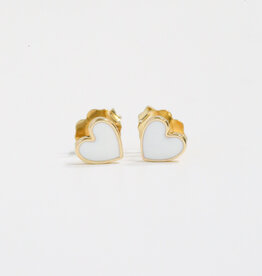 American Jewelry 14k Gold Heart Enamel Stud Earrings