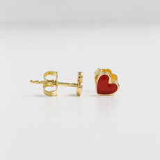 American Jewelry 14k Gold Heart Enamel Stud Earrings