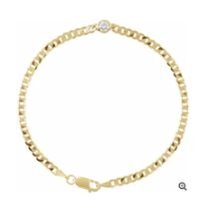 American Jewelry 14k Gold Diamond Bezel Link Curb Bracelet (7")