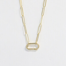 American Jewelry 14k Gold Paperclip Chain Charm Necklace