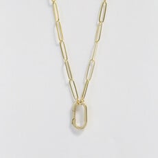American Jewelry 14k Gold Paperclip Chain Charm Necklace