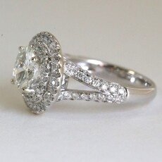 American Jewelry 18k White Gold 2.80ct (1.72 J/VS2 Ctr) Diamond Double Halo Split Shank Engagement Ring
