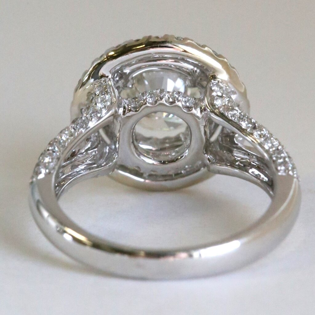 American Jewelry 18k White Gold 2.80ct (1.72 J/VS2 Ctr) Diamond Double Halo Split Shank Engagement Ring