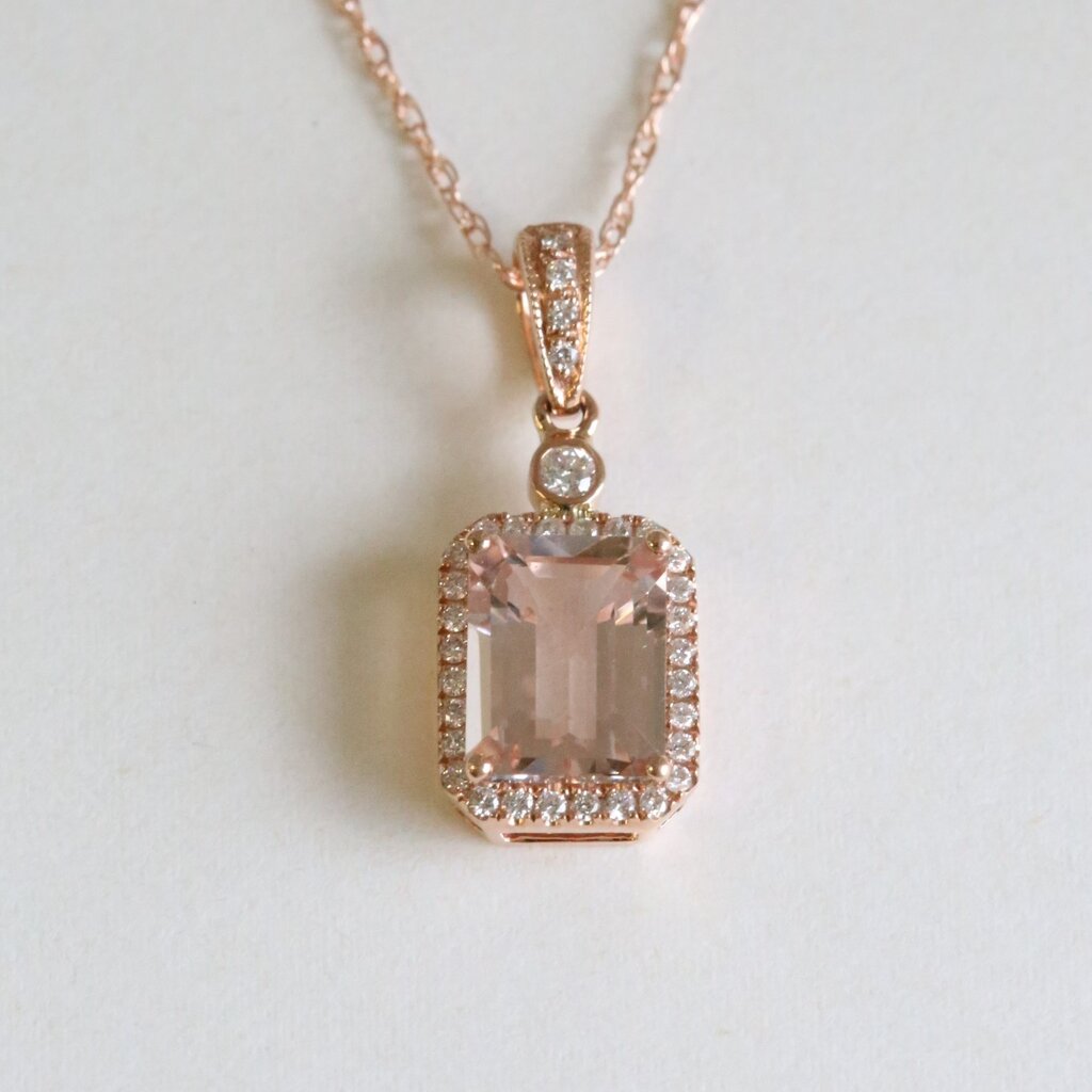 9ct Rose Gold, Morganite Pendant | Stewart Dawsons