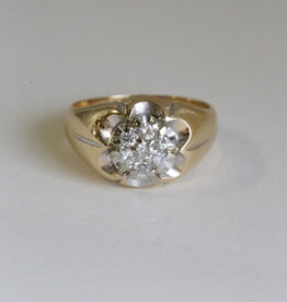 American Jewelry ESTATE 14k Yellow Gold .50ctw Diamond Mens 7 Stone Illusion Set Ring