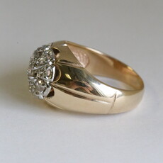 American Jewelry ESTATE 14k Yellow Gold .50ctw Diamond Mens 7 Stone Illusion Set Ring