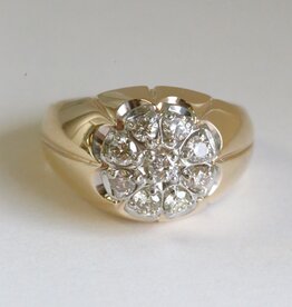 American Jewelry ESTATE 10k Yellow Gold 1ctw Diamond Mens 9 Stone Ring