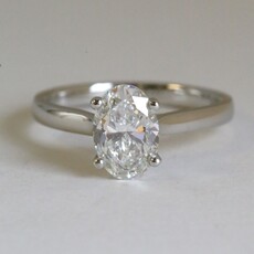 American Jewelry Platinum 1.70 H/VS2 Lab Grown Oval Diamond Cathedral Solitaire Engagement Ring