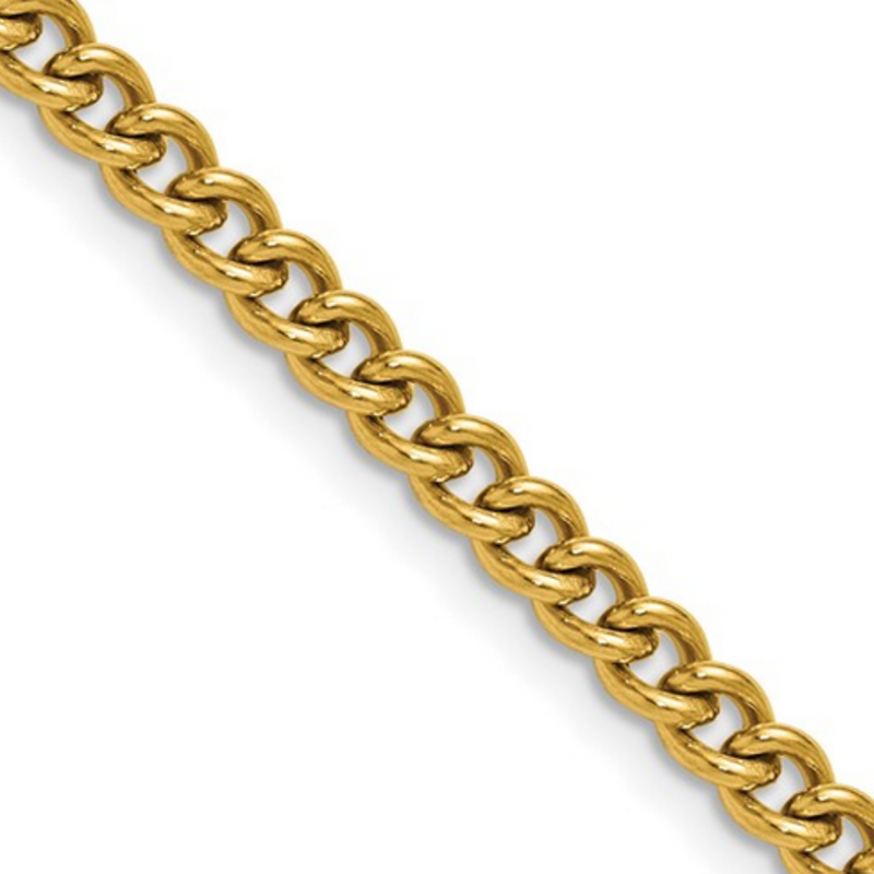 Stainless Steel 14k Gold Plated 4.5mm Round Curb Chain (20")