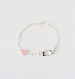 Sterling Silver Children's Enameled Flower ID Bracelet (5"-6" Adjustable)
