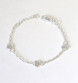 Sterling Silver 3 Heart Children's Bracelet (5"-6" Adjustbale)