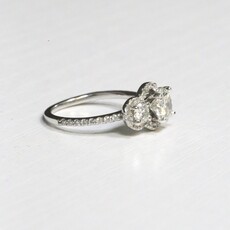 14k White Gold 1.80ctw (1.05ct H/SI2 Center) Diamond Halo 3-Stone Engagement Ring