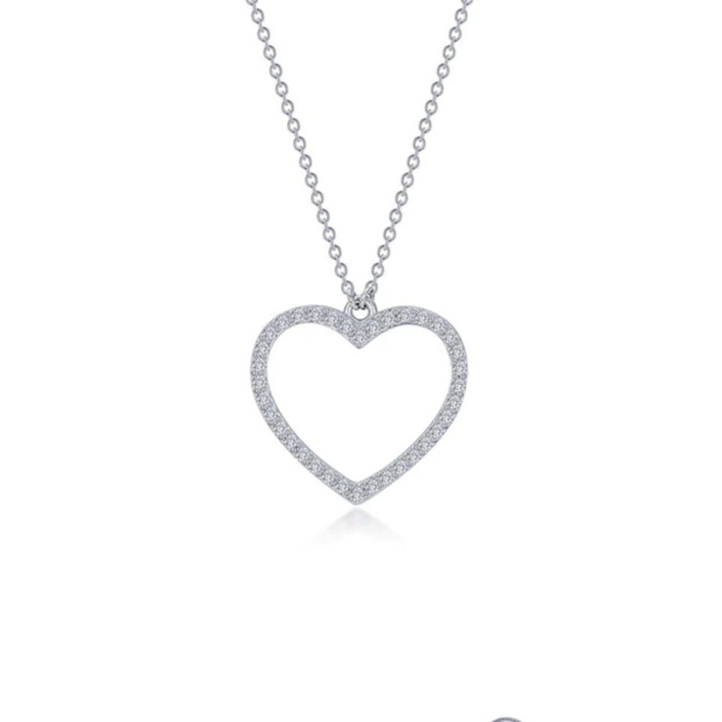 Lafonn Lafonn Sterling Silver w/ Platinum .19ctw Simulated Diamond Pave Open Heart Necklace