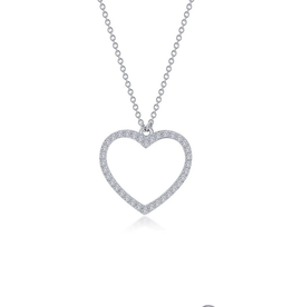 Lafonn Lafonn Sterling Silver w/ Platinum .19ctw Simulated Diamond Pave Open Heart Necklace