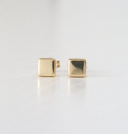 American Jewelry 14k Yellow Gold Square Stud Earrings