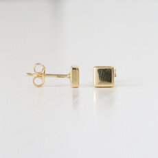 American Jewelry 14k Yellow Gold Square Stud Earrings