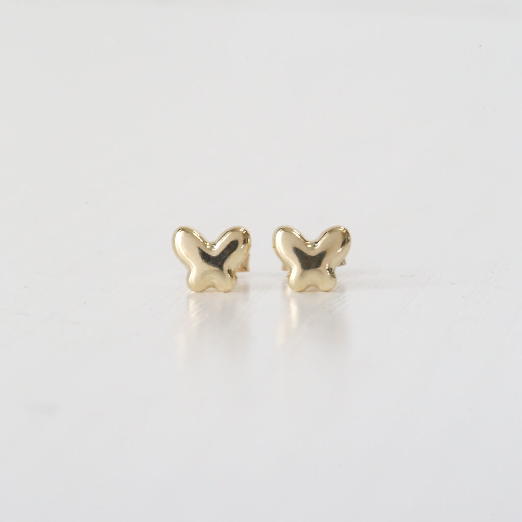 American Jewelry 14k Yellow Gold Butterfly Stud Earrings