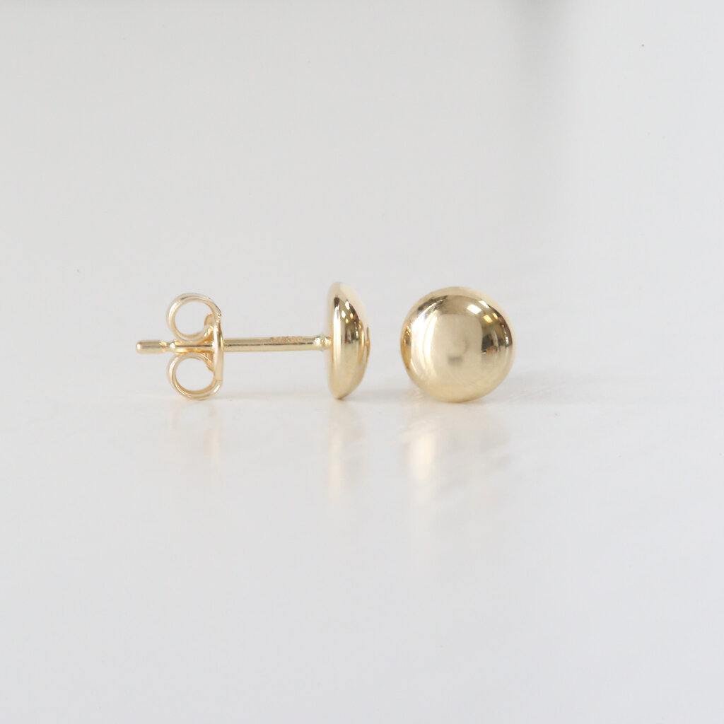 American Jewelry 14k Yellow Gold Round Button Stud Earrings