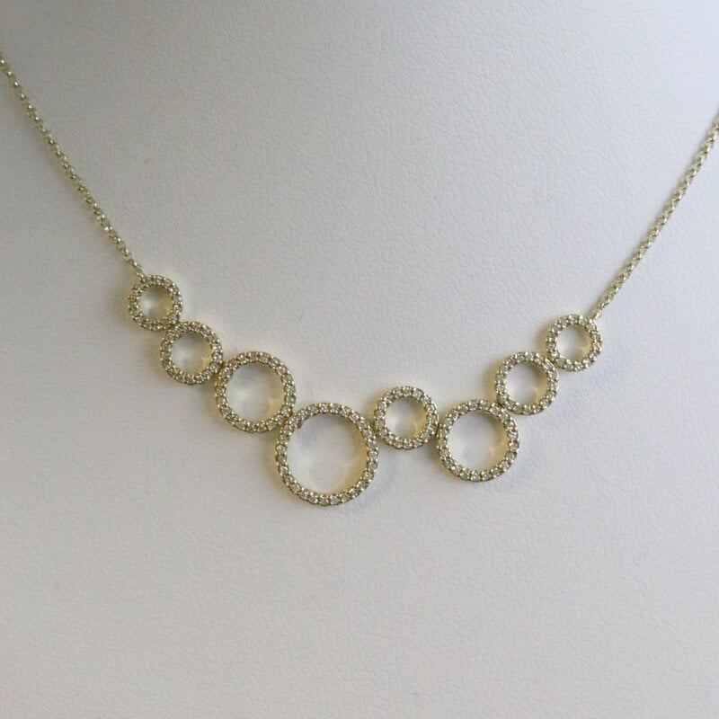 American Jewelry 14k Yellow Gold .36ctw Diamond Bubble Circle Necklace