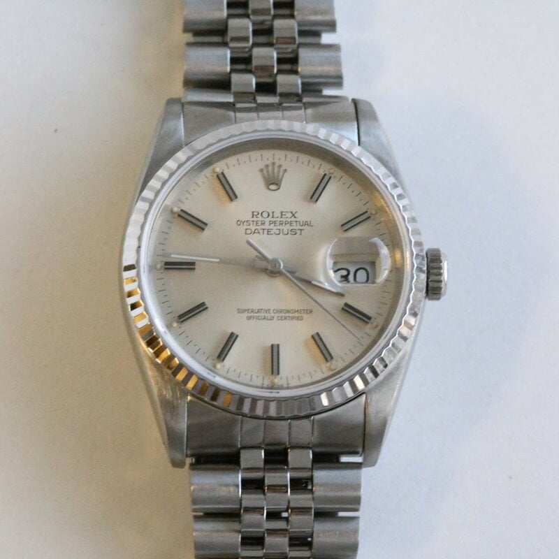 Rolex Pre-Owned Rolex Oyster Perpetual Datejust Watch w/ Off-White Dial