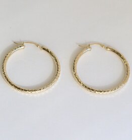 American Jewelry 14k Yellow Gold 32mm Diamond Cut Hoop Earrings