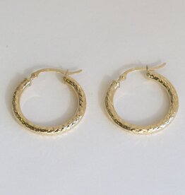 American Jewelry 14k Yellow Gold 25mm Diamond Cut Hoop Earrings