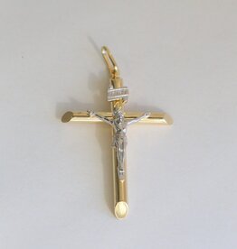 American Jewelry 14k White and Yellow Gold Jesus Christ Crucifix Pendant (CHAIN NOT INCLUDED)