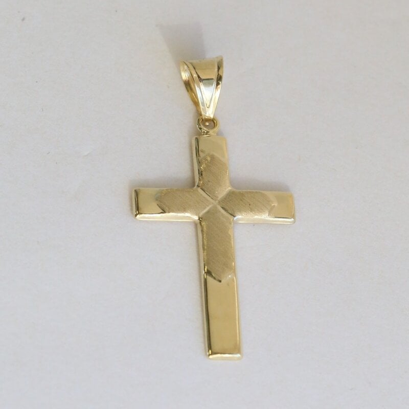 14k Yellow Gold Textured Cross Pendant (CHAIN NOT INCLUDED)