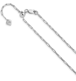 Sterling Silver Adjustable 2mm Flat Oval Paperclip Link Chain (22")