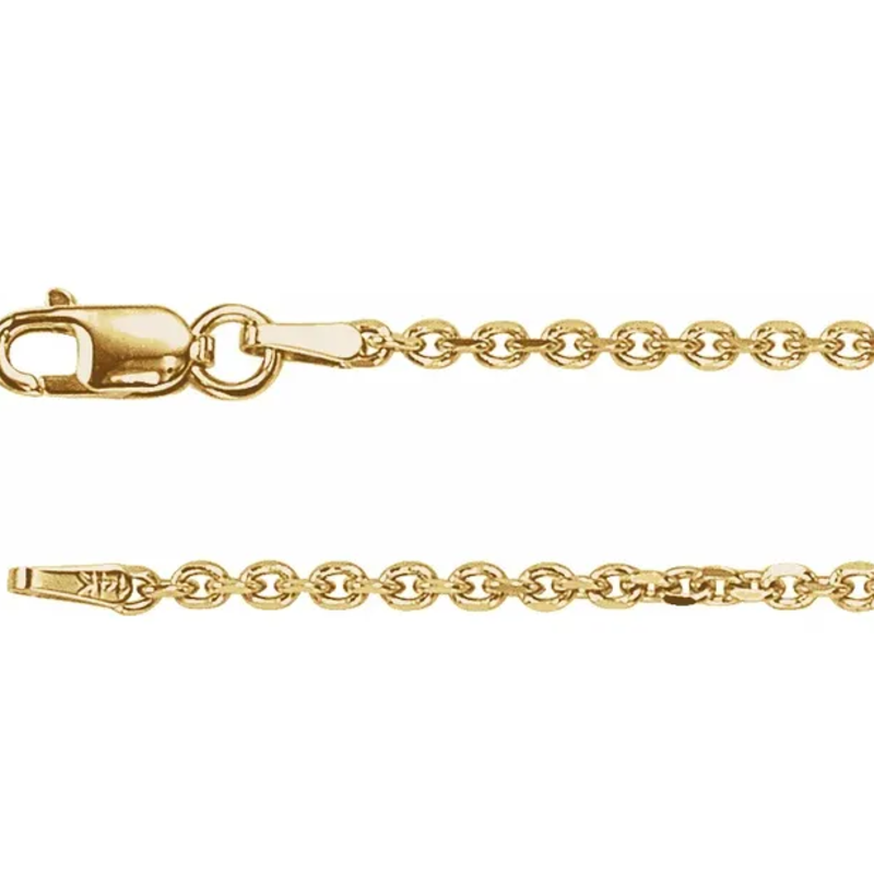 14k Yellow Gold 1.7mm Diamond-Cut Cable Chain (20"