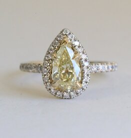 American Jewelry 14k White Gold 1.95ctw (1.35 Y-Z/VS2 GIA Ctr) Pear Halo Engagement Ring