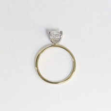 14k Two-Tone 1.56ctw (1.5ct G/VS1 Lab Grown Cushion Center) Diamond Hidden Halo Engagement Ring (Size 6.5)