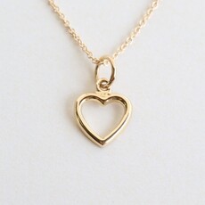 American Jewelry 14k Yellow Gold Petite Open Heart Necklace