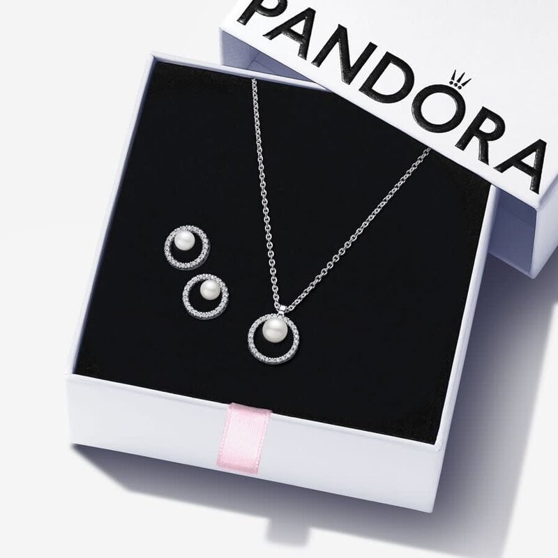 New Authentic PANDORA Round Sparkle Halo Necklace, 925 Silver #396240CZ w/  BOX | eBay