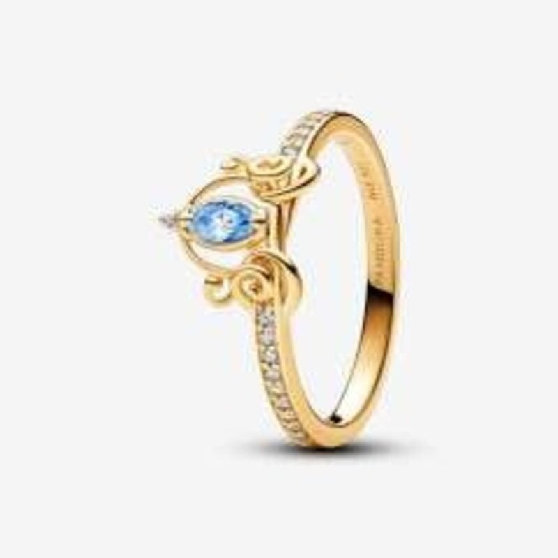 Pandora PANDORA Ring, Disney Cinderella's Carriage, Blue CZ and Gold Plated - Size 56